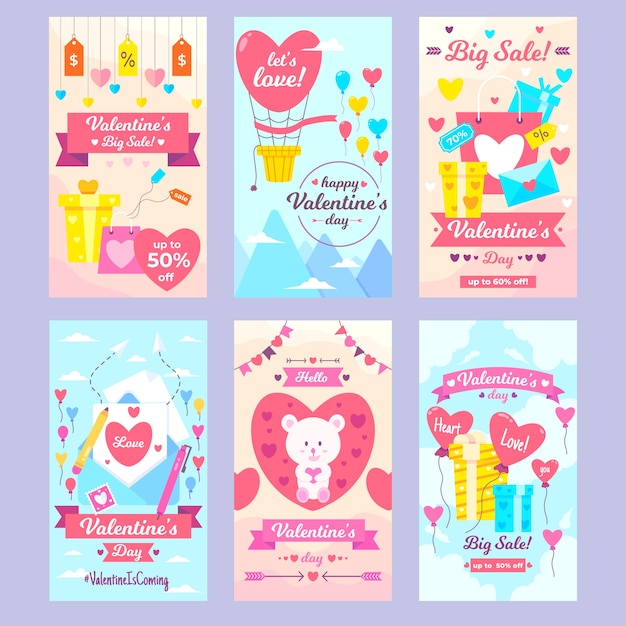 Free vector valentines day story collection