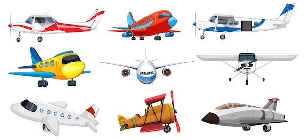 Free Vector variety of aircrafts in vector illustration