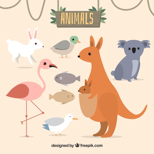 Free vector variety of animals in flat design