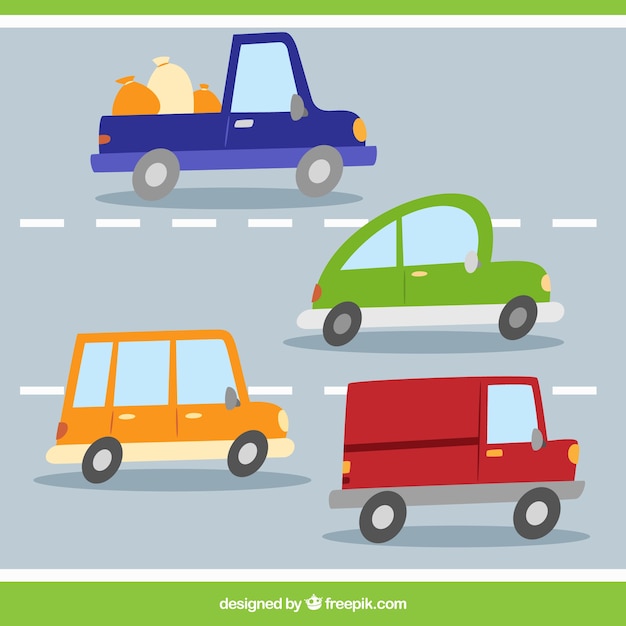 Free vector variety of cars on the road