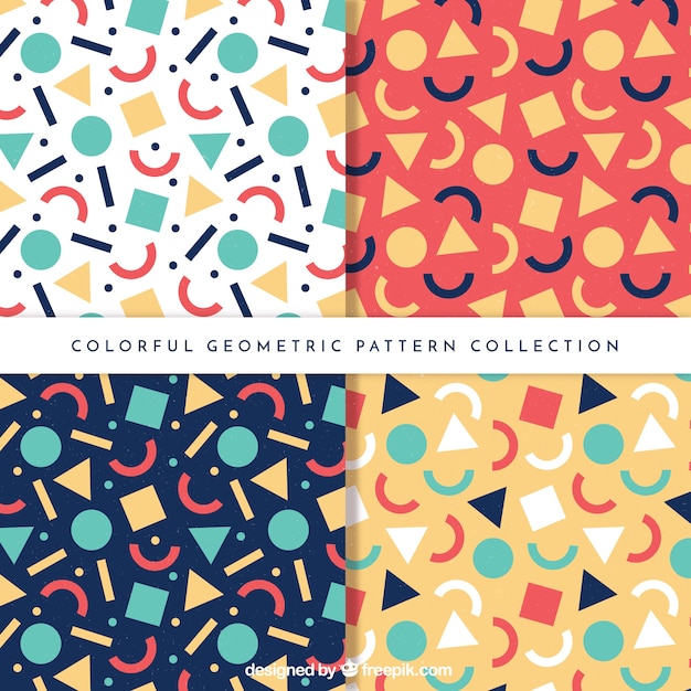 Free vector variety of colorful patterns in memphis style