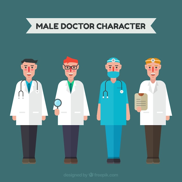 Free vector variety of doctors with different outfits