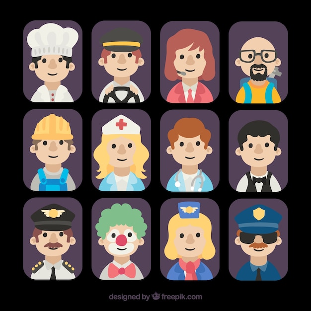 Free vector variety of employees avatars