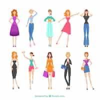 Free vector variety of fashion woman