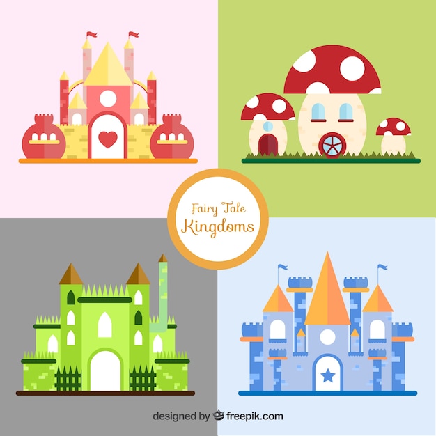 Free Vector variety of flat fairy tales castles 