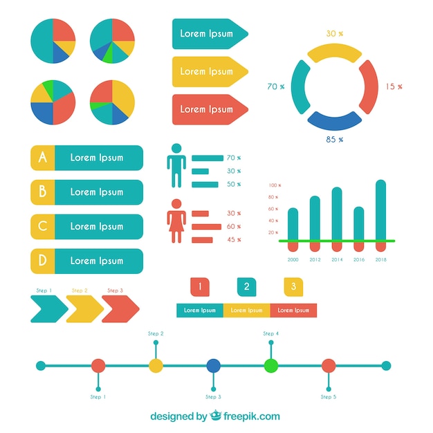 Free Vector variety of flat infographic elements