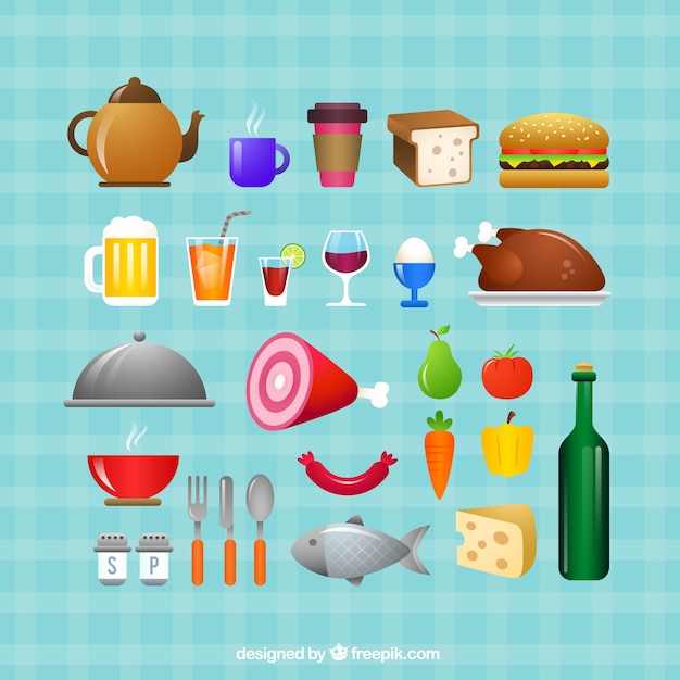 Free Vector variety of food