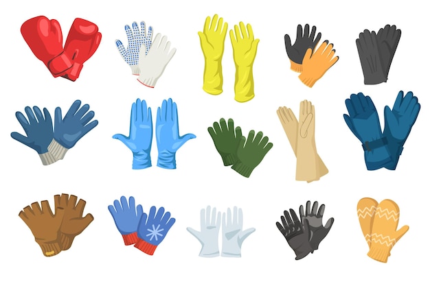 Free Vector variety of gloves set