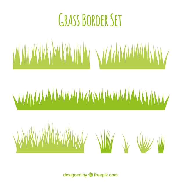 Free vector variety of grass borders in flat design