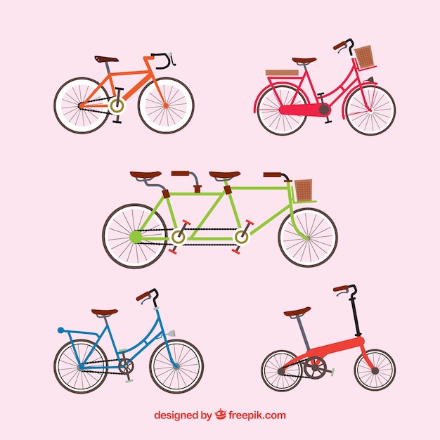 Variety of nice bikes in flat design