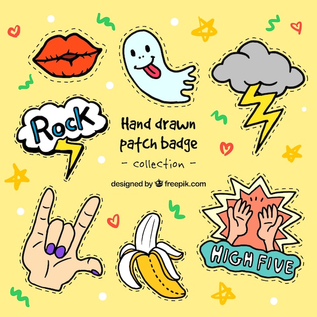 Free vector variety of nice hand drawn patches