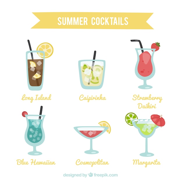 Free Vector variety of summer cocktails