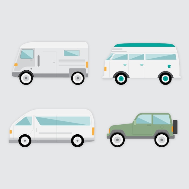 Free Vector variety of vehicles in flat design