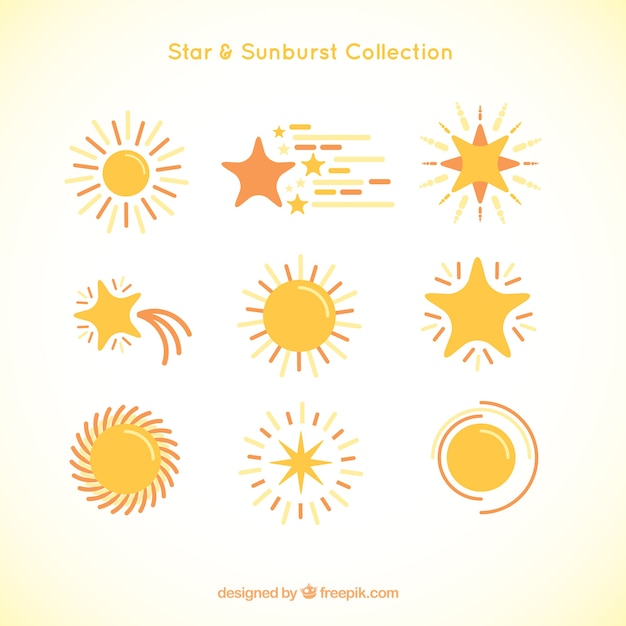 Variety of yellow sunburst and stars