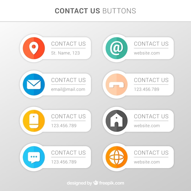 Free vector various contact buttons in flat design