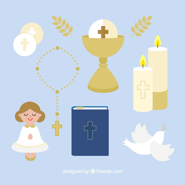 Free Vector various elements of communion in flat design