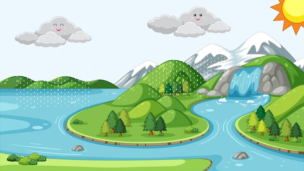 Free vector various stages in the water or hydrological cycle