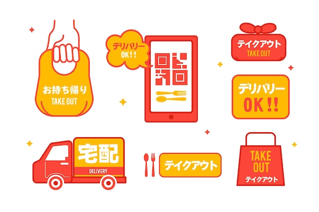 Free vector various take out delivery service badges