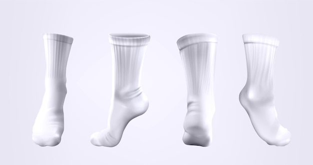 Vector 3d realistic white mid calf socks