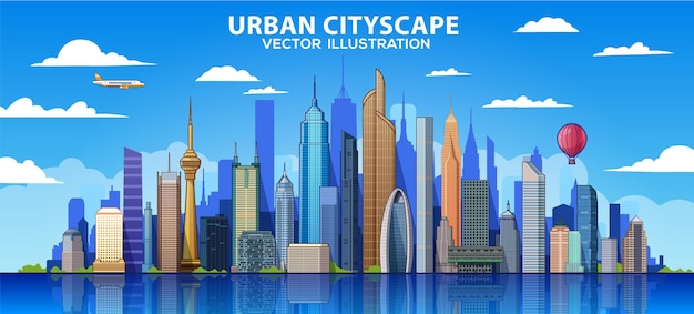 Vector Design Building and City Urban cityscape