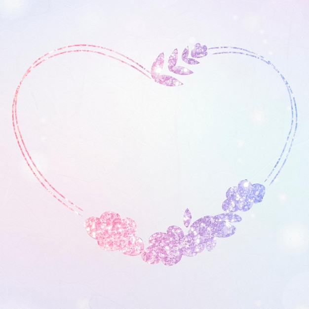 Free Vector vector floral wreath glitter border heart shaped