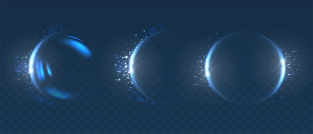 Free vector vector icon illustration blue bubble sphere protection shieldin different stages