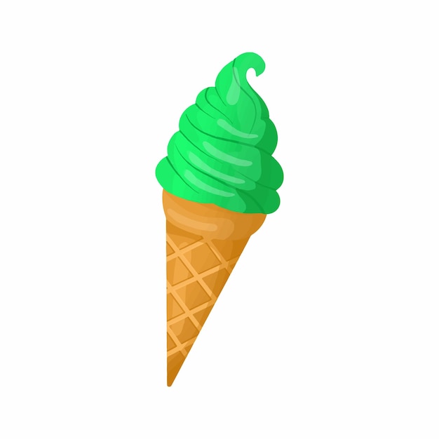 Vector Illustration Ice Cream Matcha Colorful Style