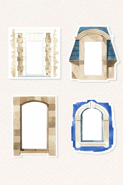 Free Vector vector old european architecture watercolor collection