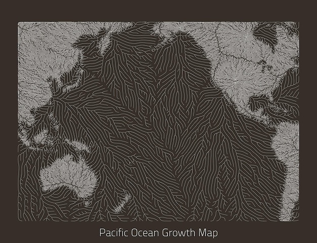 Free Vector vector pacific map generative growth structure in form of continent organic texture with geographic silhouettes