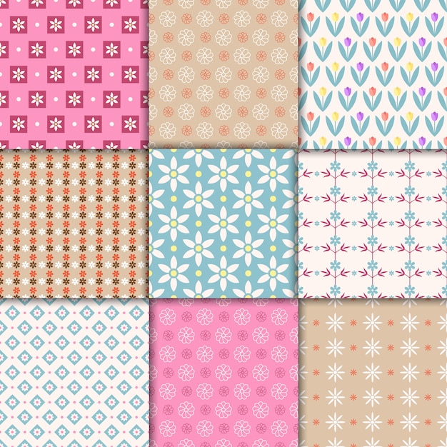 Free Vector vector pretty pastel seamless patterns. endless texture for wallpaper