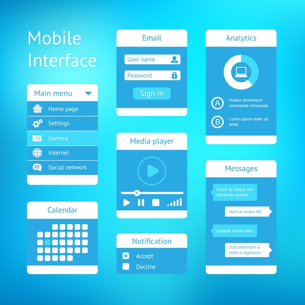 Free Vector vector user interface template design for mobile apps