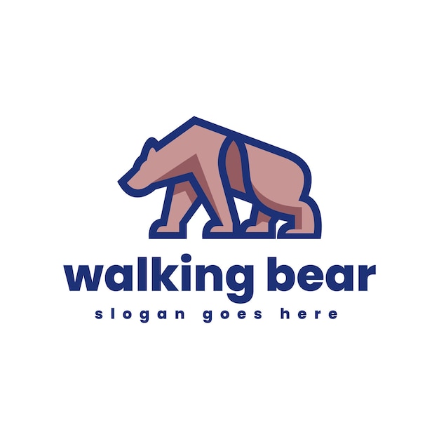 Free vector vector walking bear colorful logo