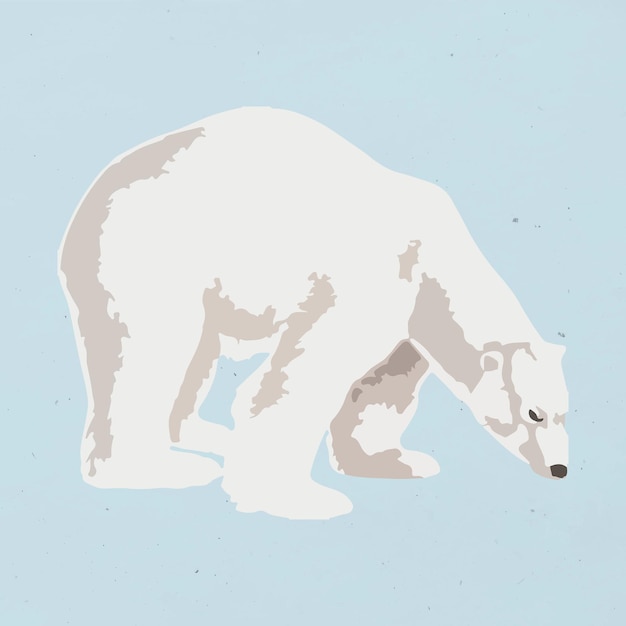 Free Vector vectorized polar bear sticker overlay on a pastel blue background design element