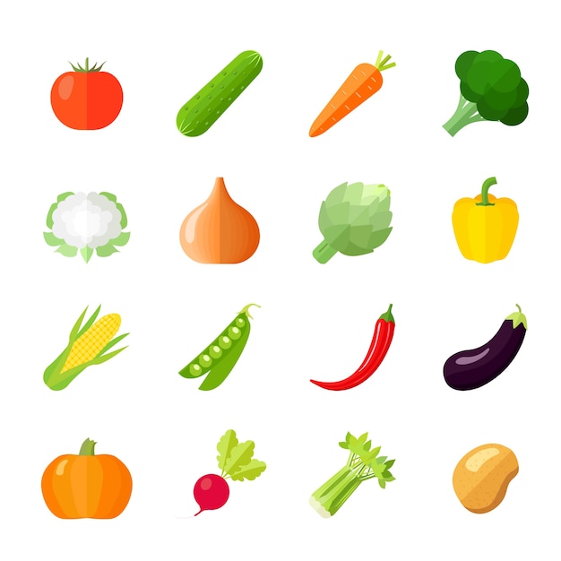 Vegetables Icons Flat