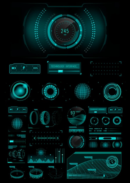 Free vector velocity technology interface template design elements