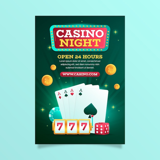 Free Vector vertical poster template for casino night and gambling