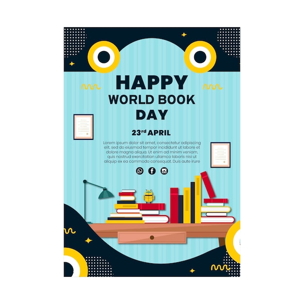 Free Vector vertical poster template for world book day celebration