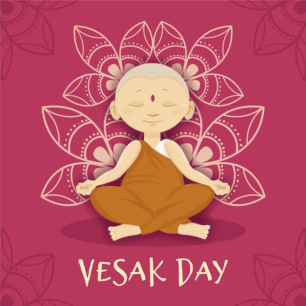 Free Vector vesak day with monk