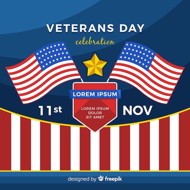 Free Vector veterans day background with us flag elements