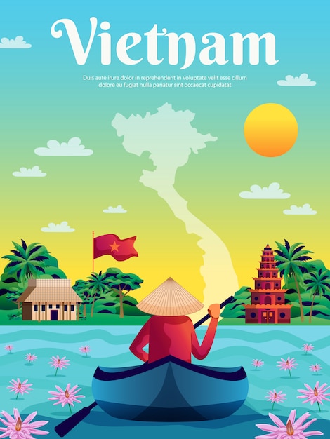 Free Vector vietnam colored poster