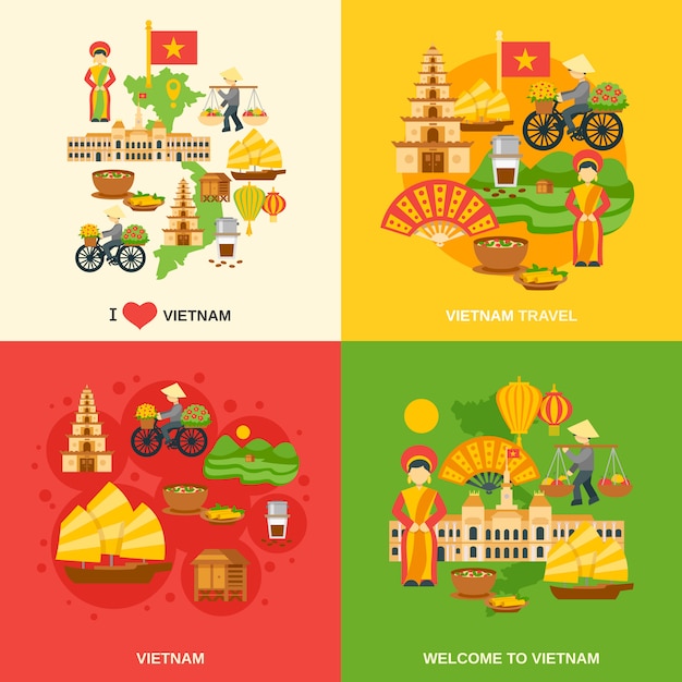 Free Vector vietnam flat set