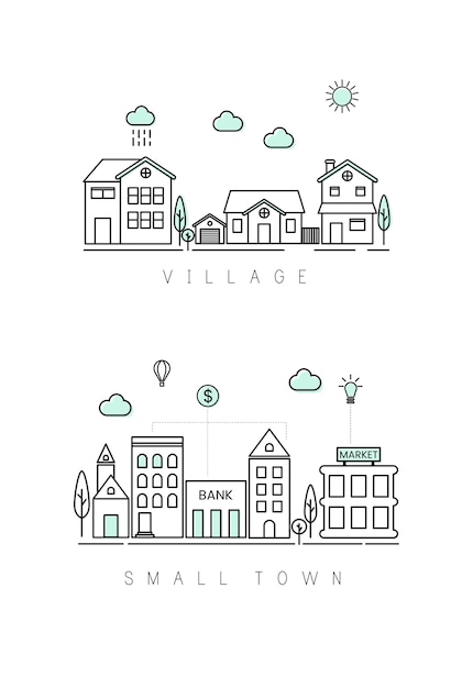 Free vector village and small town