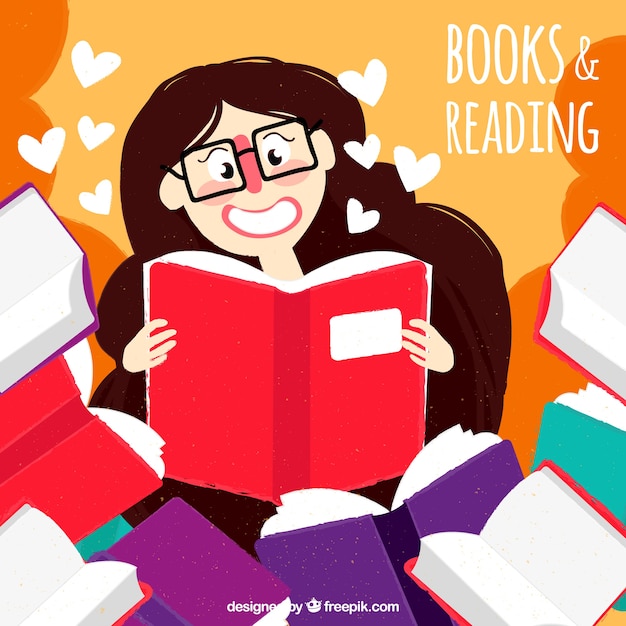 Free Vector vintage background of nice girl reading