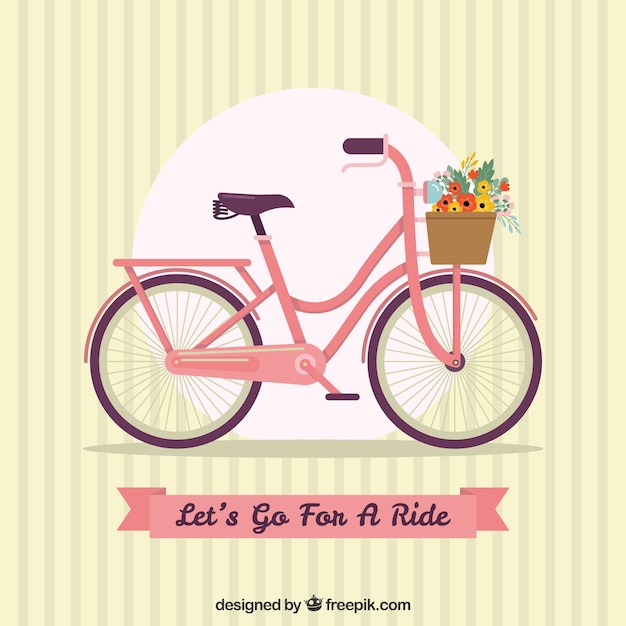 Free vector vintage background with bike and ribbon