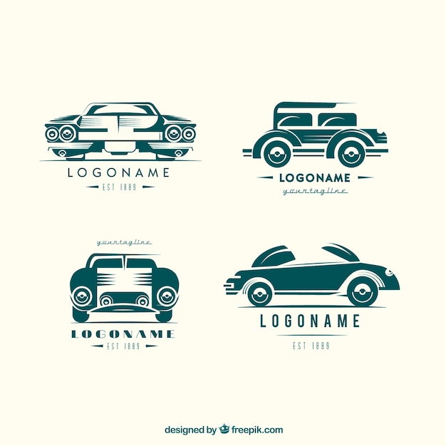 Free vector vintage car logo collection