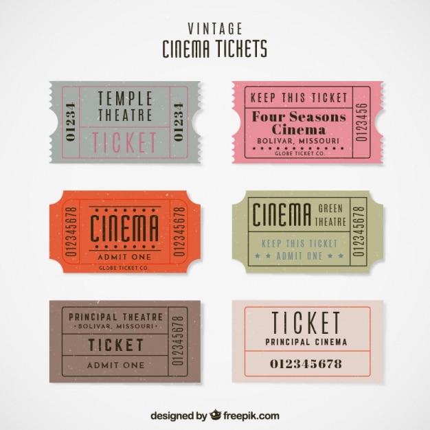 Free vector vintage cinema tickets