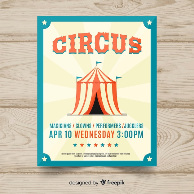 Vintage circus party invitation card template