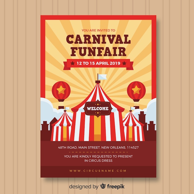 Vintage circus party invitation card