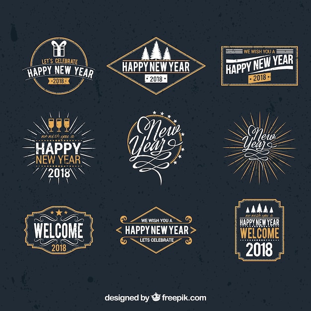 Free vector vintage and classic new year 2018  badge collection