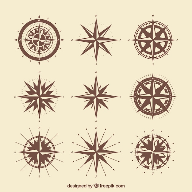 Free Vector vintage compass pack